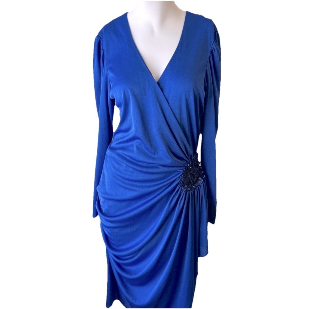 Nancy Bracoloni Vijack Blue Sequin Dress Small 80s